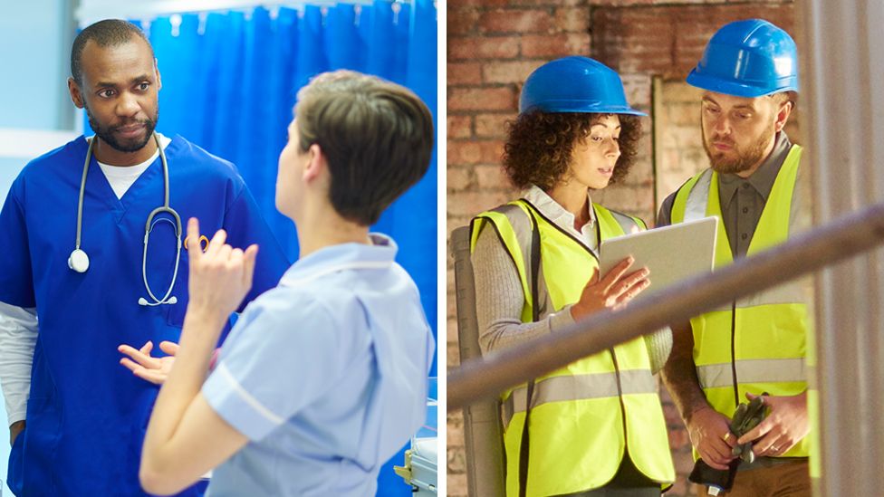 Stock images of a hospital and a building site