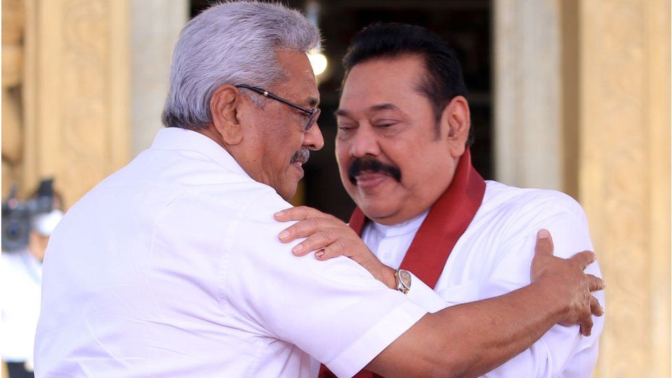 Gotabaya Rajapaksa (L) with Mahinda Rajapaksa in Colombo, Sri Lanka on August 9, 2020.