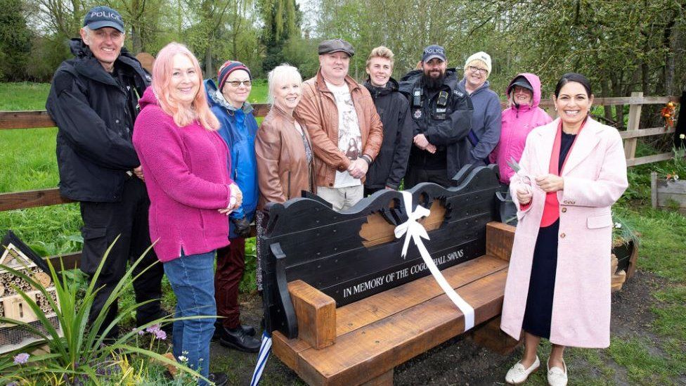 Priti Patel MP and others unveil a new memorial bench