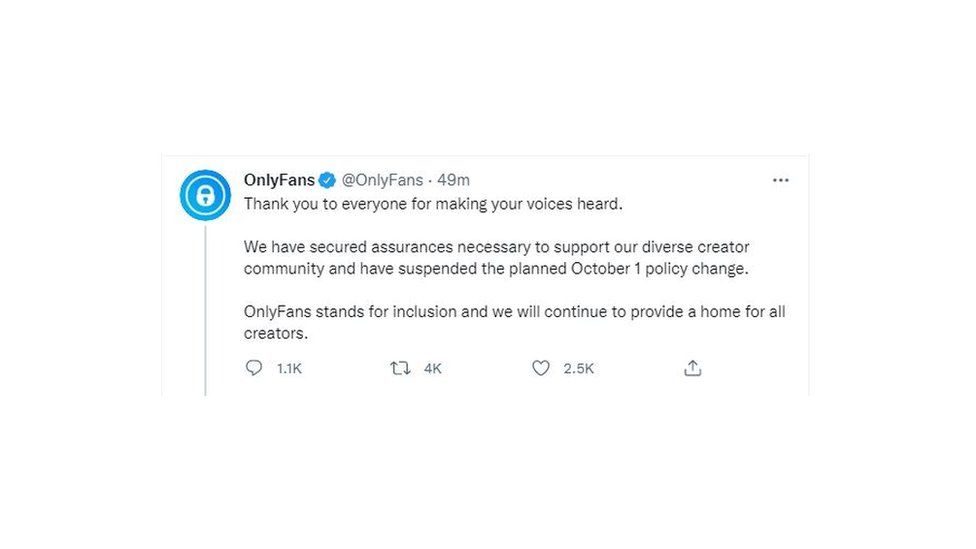 OnlyFans tweet