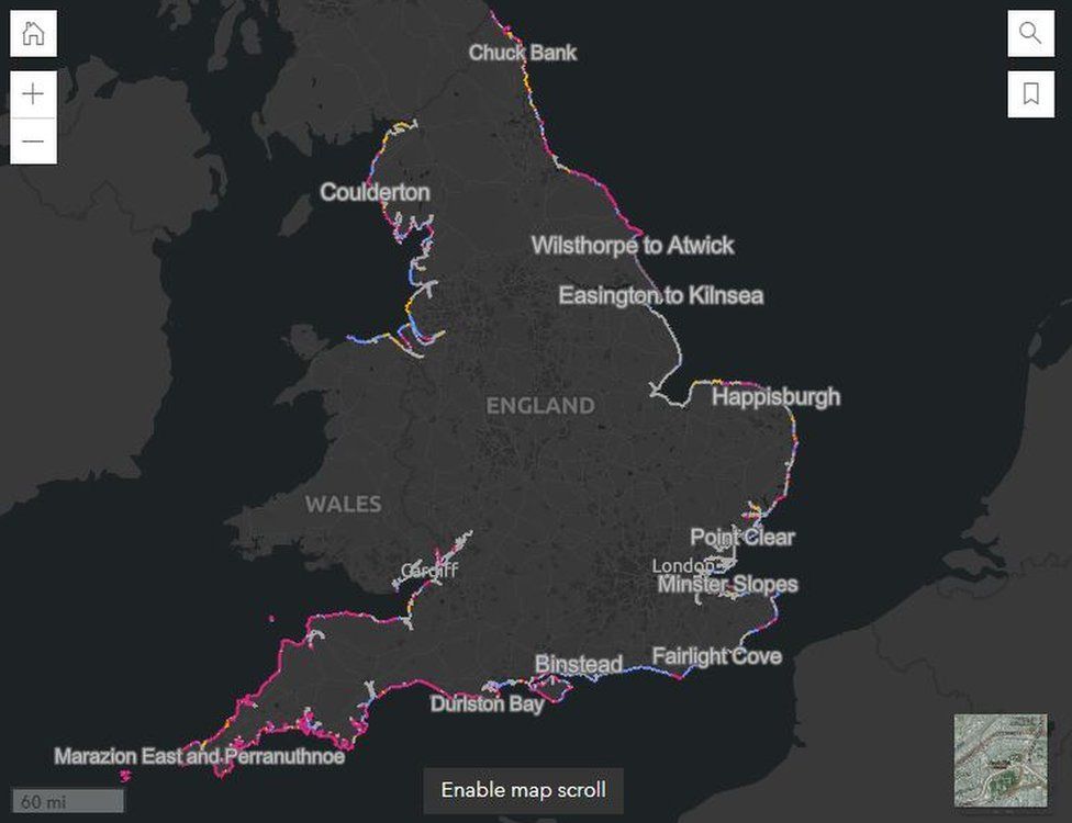 One Home - erosion threat map of England