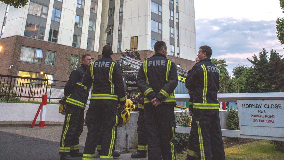 Fire crews on a watching brief at the Chalcots state