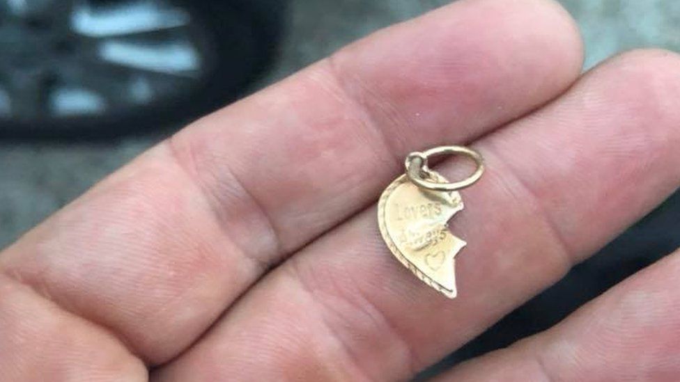Dan Monaghan's half heart pendant