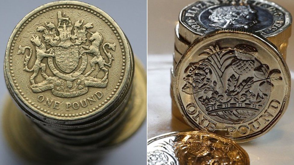 Old and new pounds coins