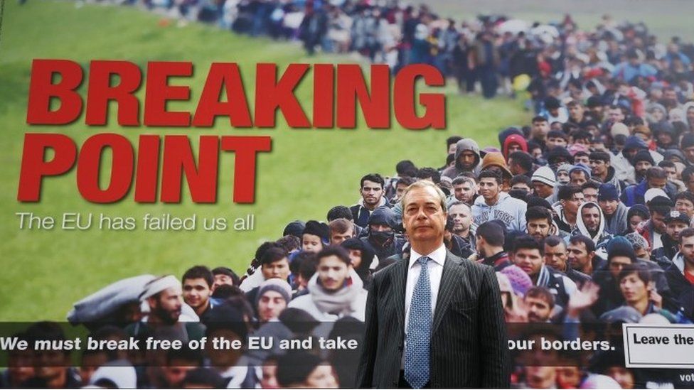 Breaking point poster and Nigel Farage
