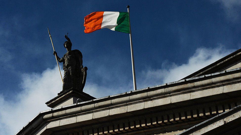 Irish flag flying on top of the General Post Office in Dublin