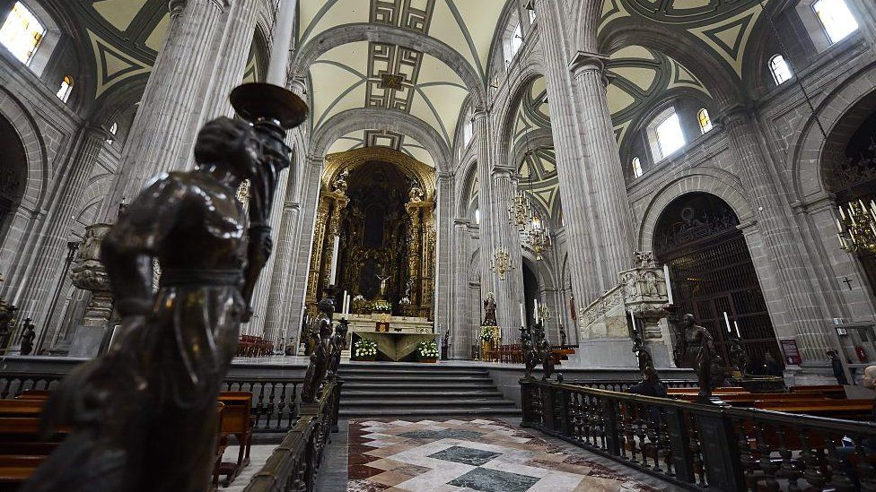 Inside the cathedral, where Father Machorro was attacked