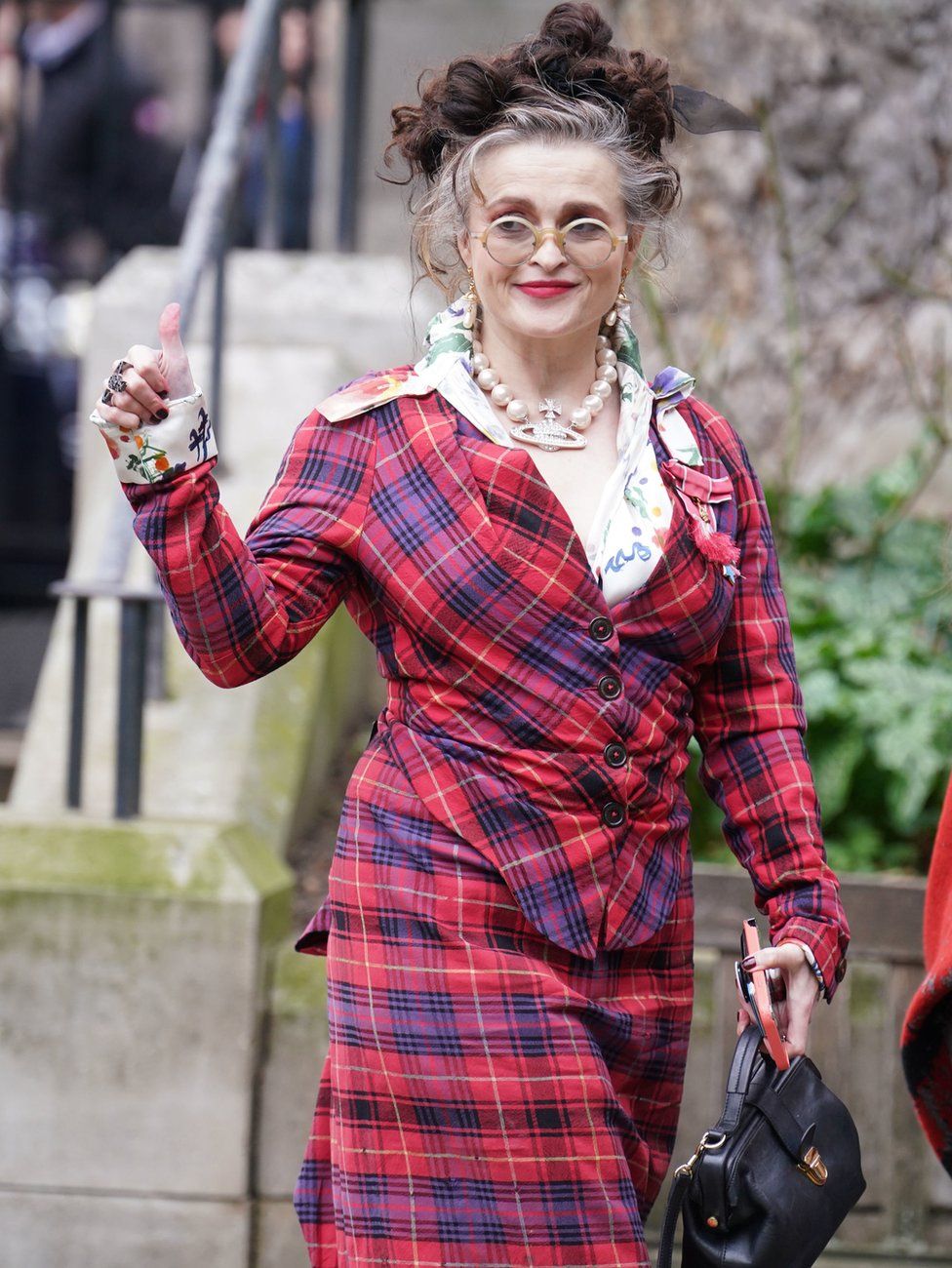 Helena Bonham Carter arrives for a memorial service to honour and celebrate the life of fashion designer Dame Vivienne Westwood at Southwark Cathedral, London, who died aged 81 in December