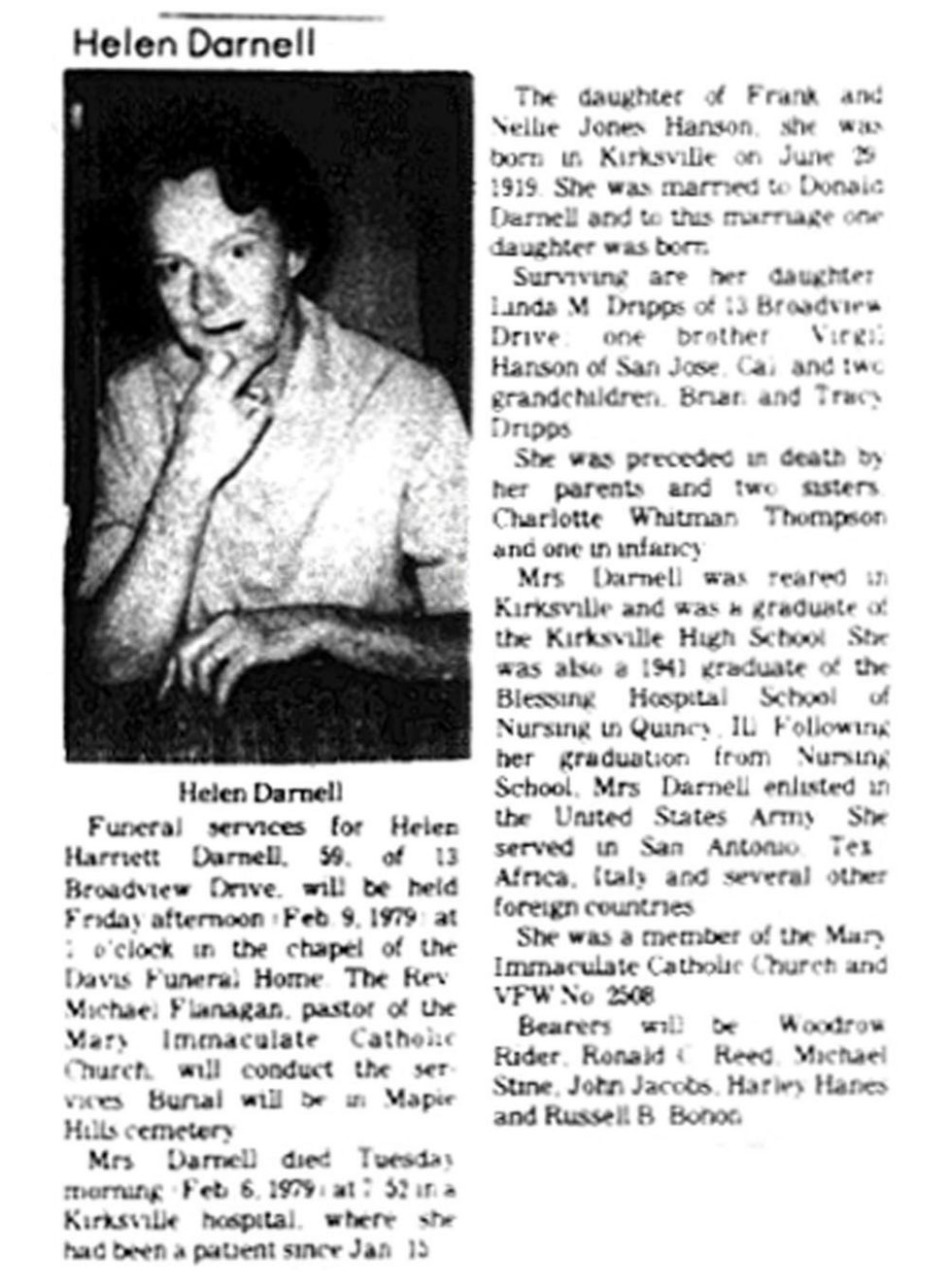 Obituario de Helen Darnell