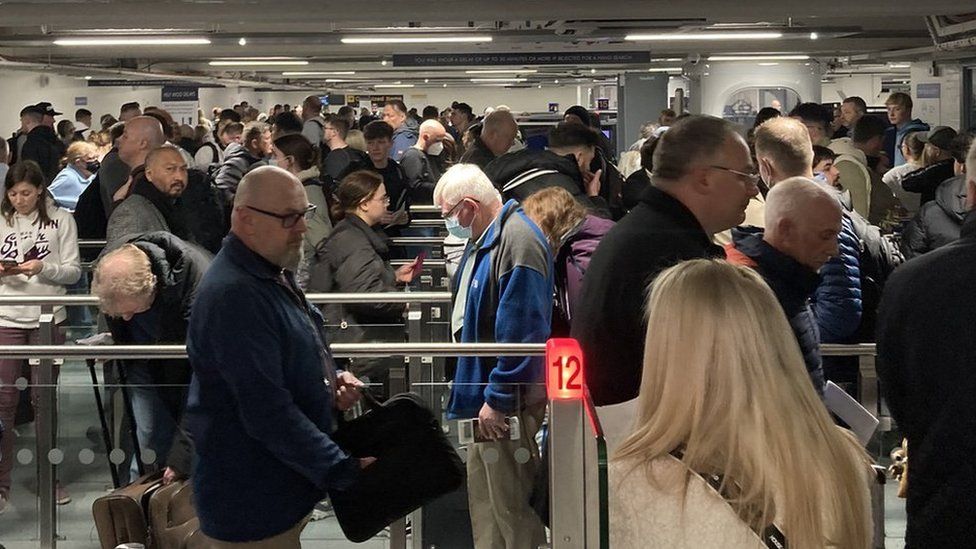 Queues at Manchester Airport on Tuesday
