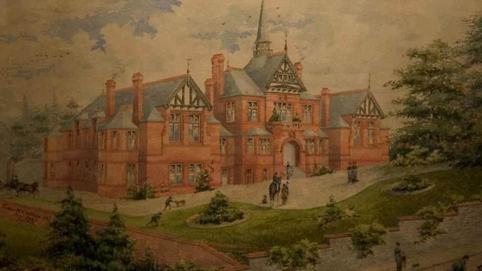 Watercolour painting old Noble's Hospital building