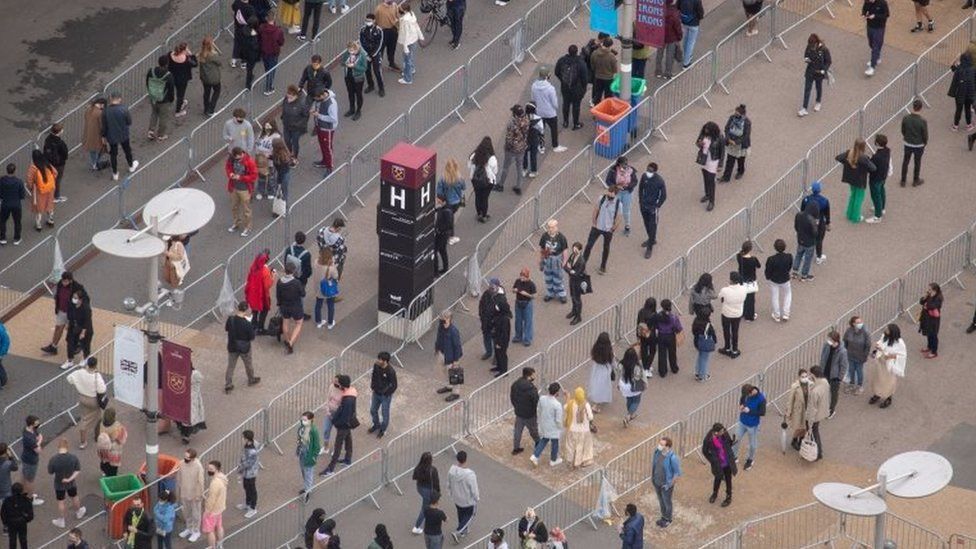 A queue at London Stadium