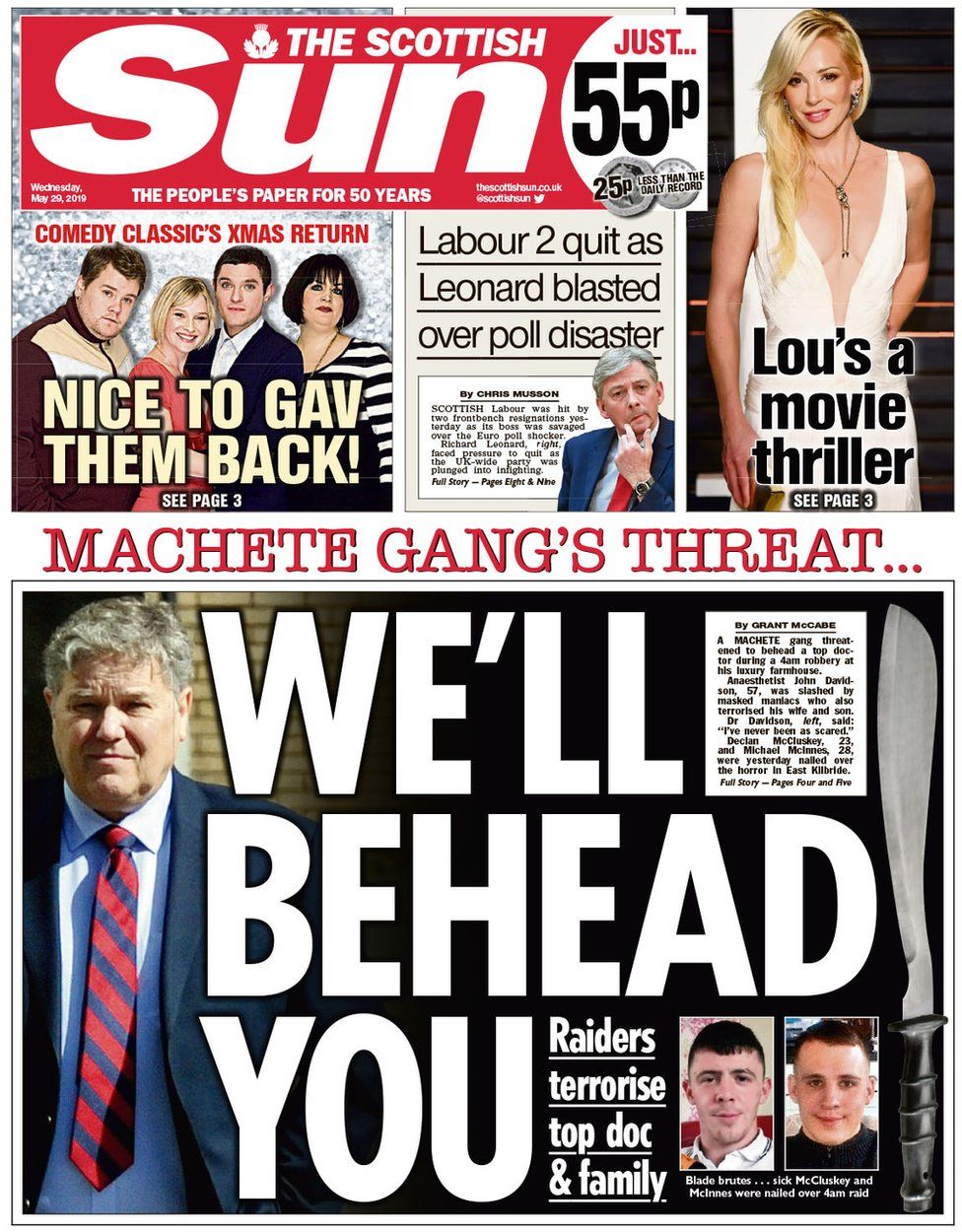 Scotland's papers: Labour 'meltdown' and doctor's machete terror - BBC News