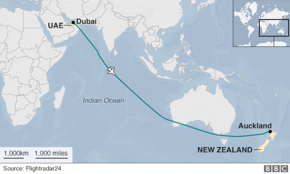 Emirates A380 from Dubai to NZ makes longest non-stop flight - BBC News