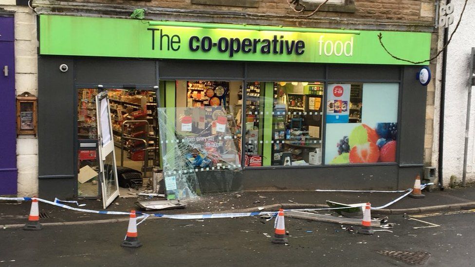 Stolen Co-Op cash machine wedged under car in Ingleton - BBC News