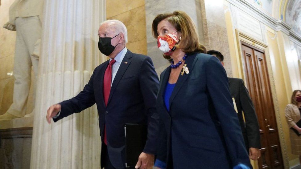 Mr Biden and top Democrat Nancy Pelosi
