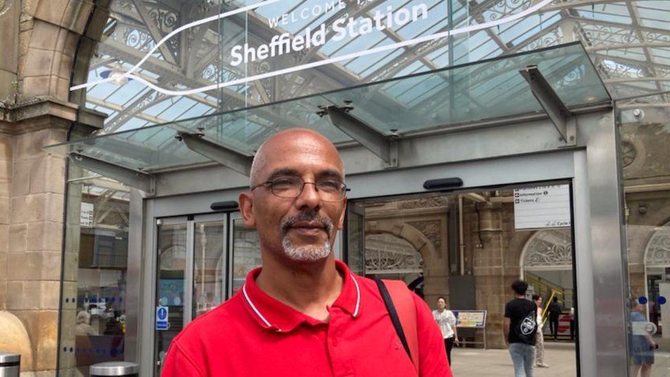 Alan Dawson speaks at Sheffield station