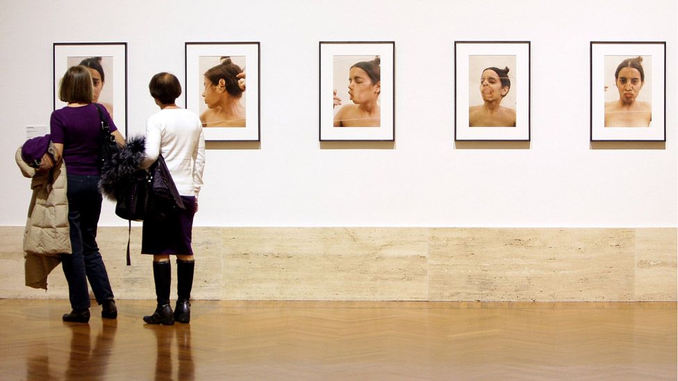Photographs by Ana Mendieta are shown at the Galleria Nazionale D'Arte Moderna during the opening 'Donna. Avanguardia Femminista Negli Anni '70' Photography Exhibition on February 18, 2010 in Rome, Italy.