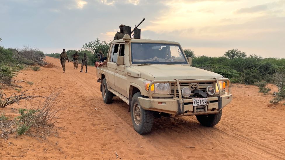Danab soldiers behind a vehicles in Somalia - November 2022
