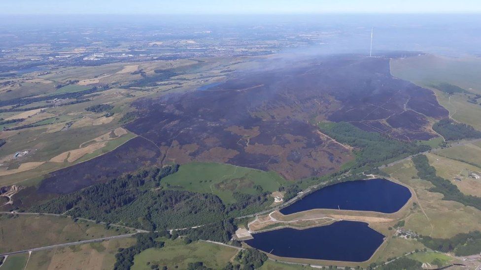 Aerial view of fire