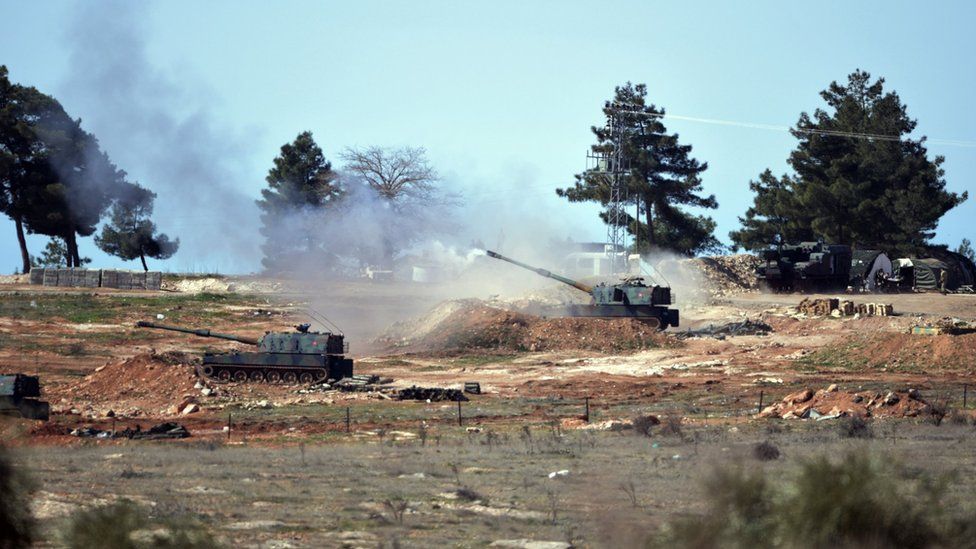 Turkish artillery fire towards Kurdish positions in northern Syria (16 February 2016)