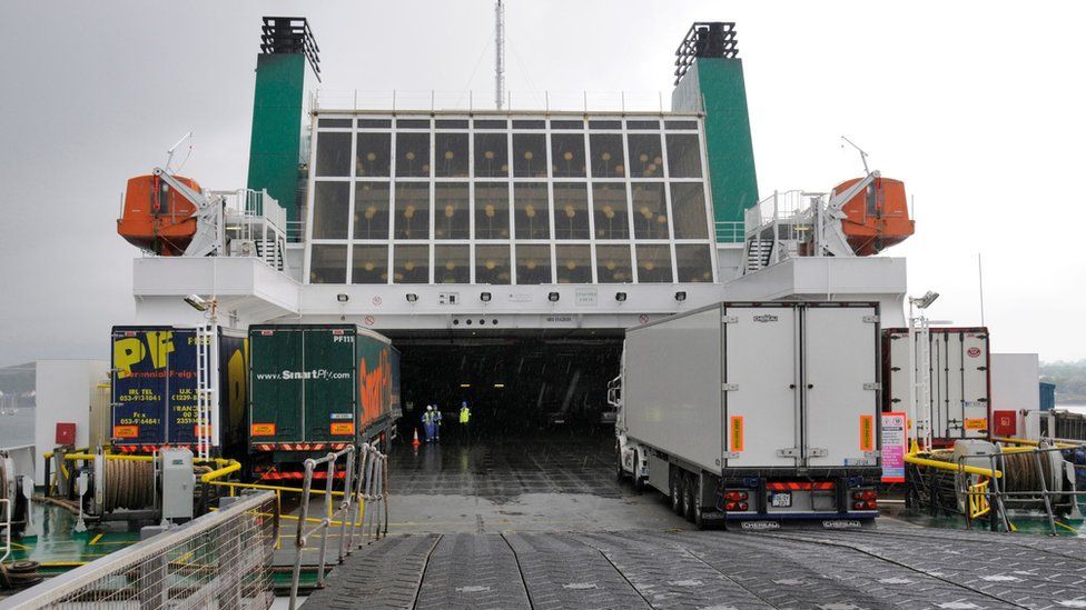 Lorries getting onto a Ro-Ro ferry