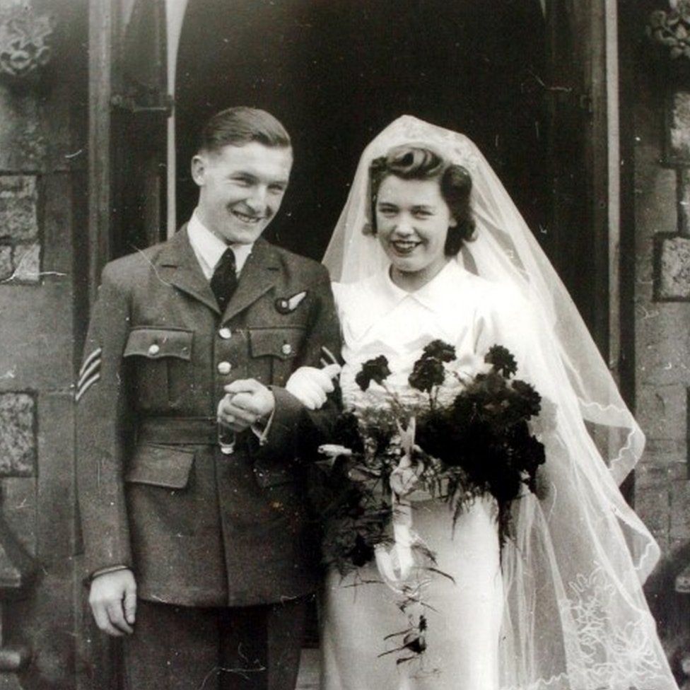 Johnny Johnson marrying Gwyneth Morgan in Torquay in April 1943