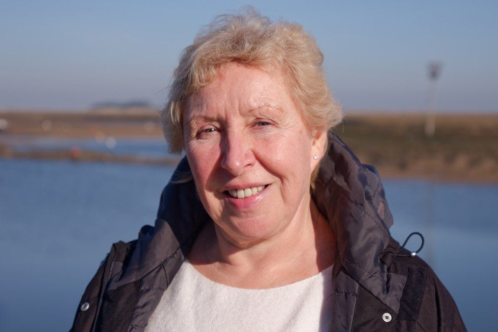 Lynne Burdon by the harbour in Wells
