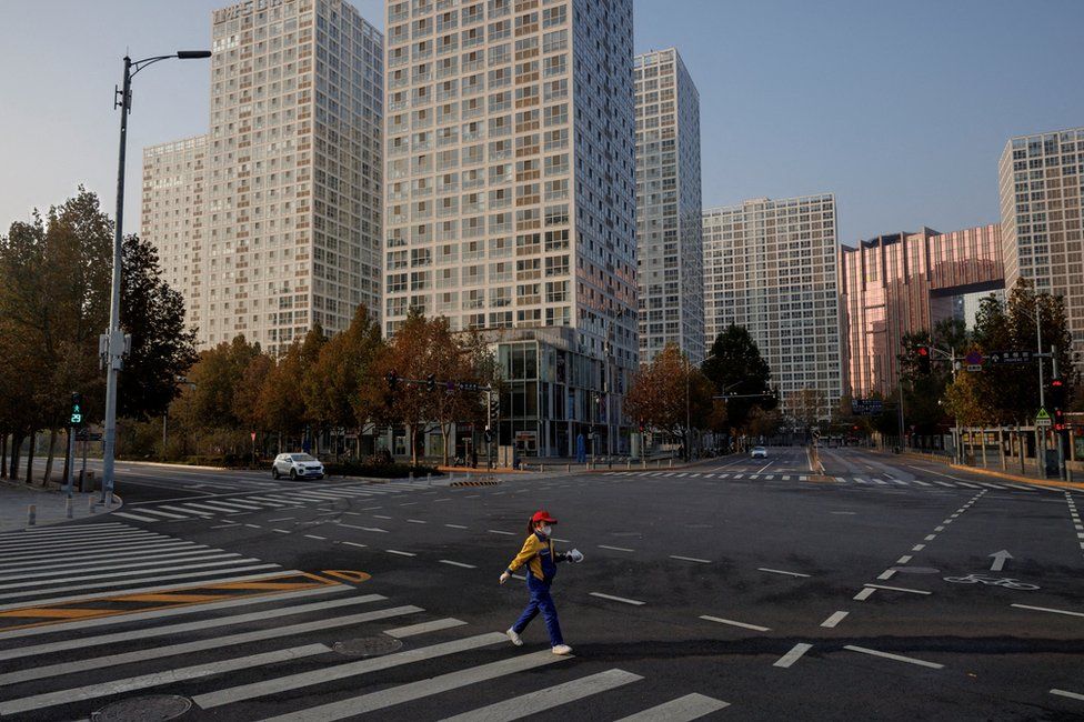 A deserted street in Beijing amid Covid restrictions in November 2019