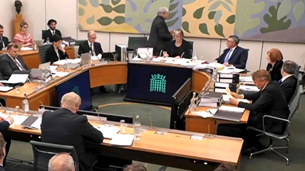 Boris Johnson giving evidence to the Privileges Committee at the House of Commons, London, on Wednesday 22 March 2023