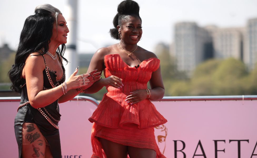 Michelle Visage and Clara Amfo attend the 2023 BAFTA Television Awards with P&O Cruises at The Royal Festival Hall on May 14, 2023 in London, England