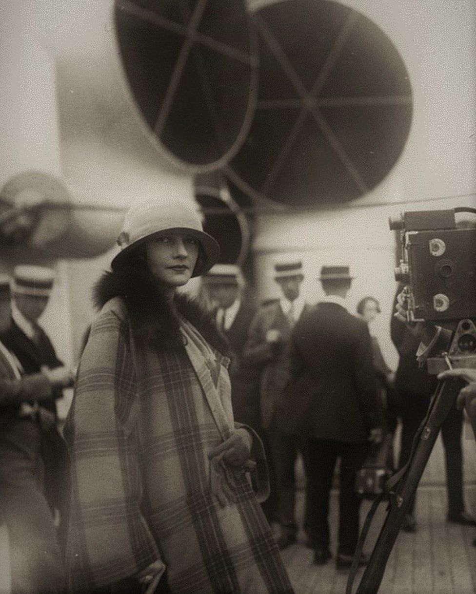 Mrs Rudolph Valentino on the Aquitania in early 1920s
