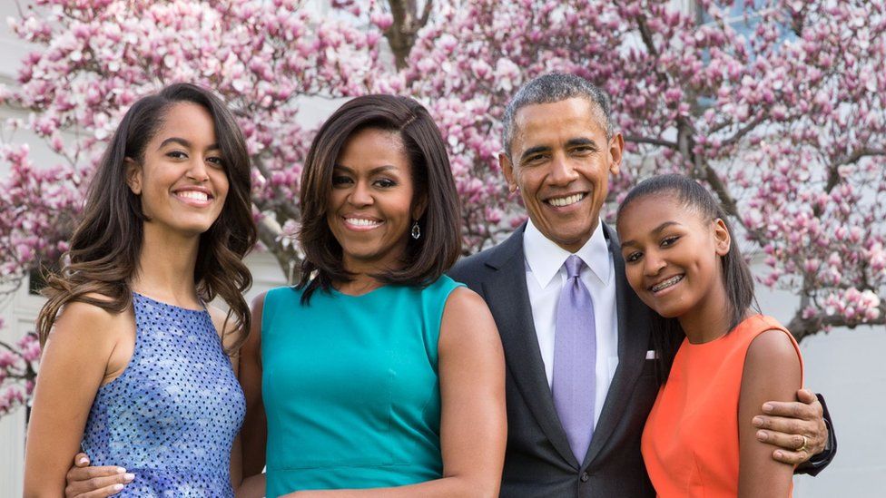 The Obama family in April 2015