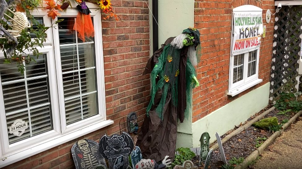 The Halloween display in Simon Hodding's garden