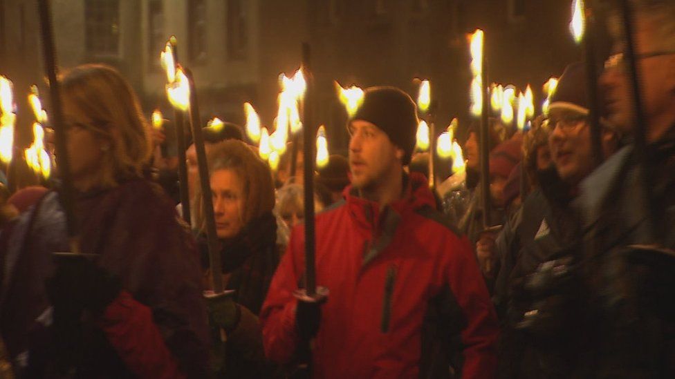 Torchlight procession in Edinburgh