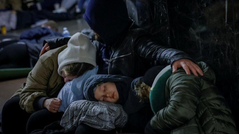 people shelter in kyiv during missile strike on 27 april