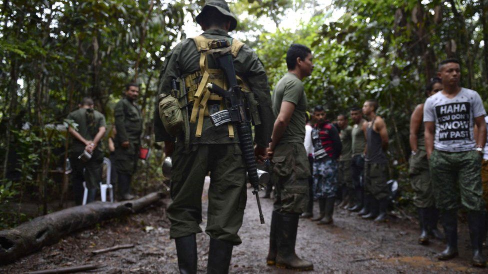 Farc guerrillas at a rebel camp in El Diamante, Caqueta department, Colombia on September 25, 2016