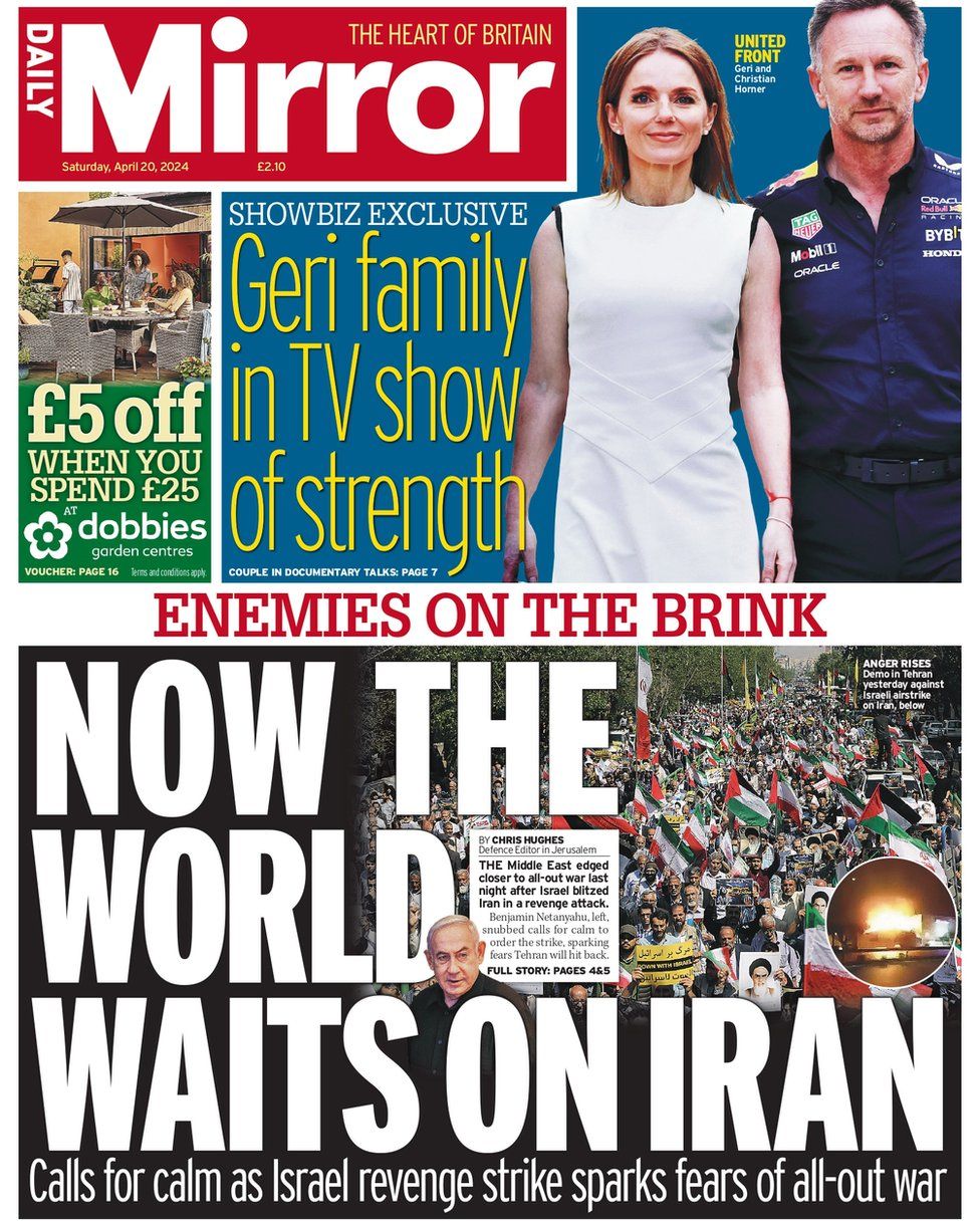 The front page of the Daily Mirror