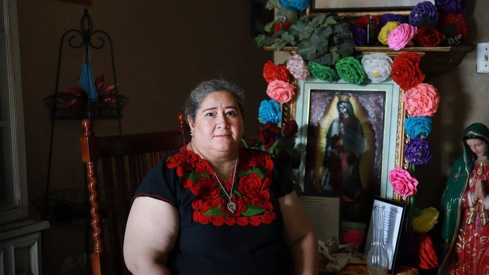 Hilda Robles poses at her home in San Antonio