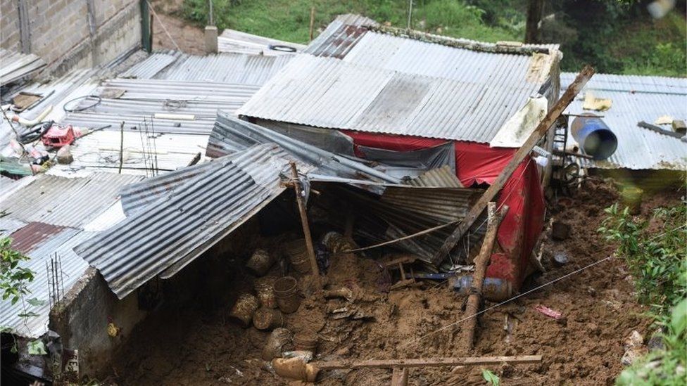 The backyard of a house is seen where a mudslide killed several people after Hurricane Grace pummelled Mexico with torrential rain on Saturday, in Xalapa, Mexico August 21, 2021.