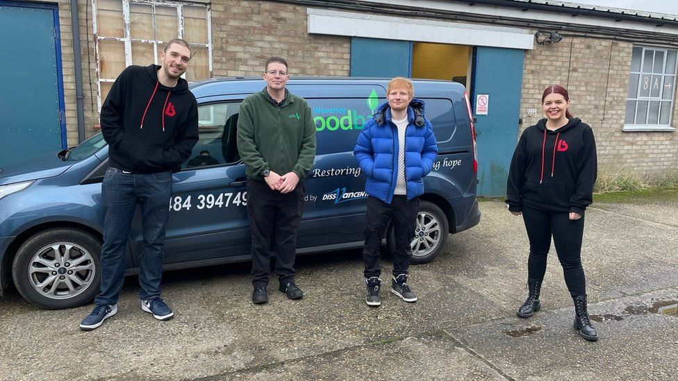 Ed Sheeran and LadBaby at the Waveney Foodbank