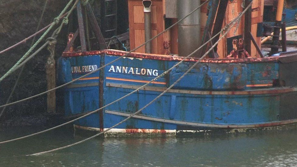 A fishing boat named the Loyal Friend docked at Annalong Harbour