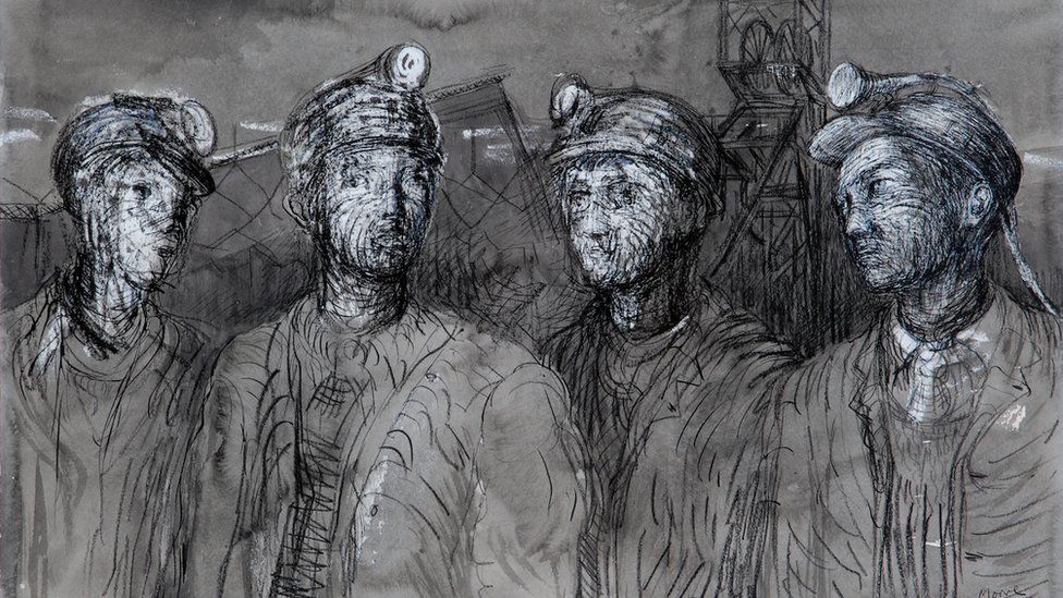 Pit Boys at Pit Head 1942 - sketch