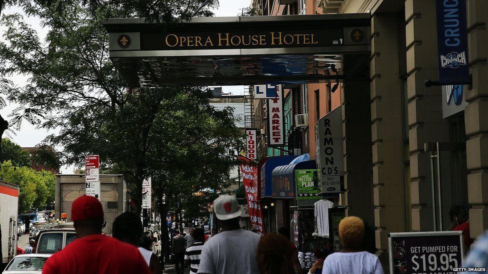 The Opera House Hotel is viewed in an area of the Bronx which is the centre of the outbreak Legionnaires disease on 6 August in New York City