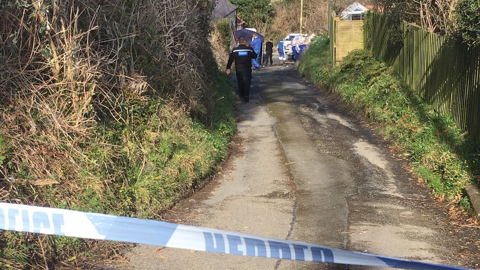 Police tape outside house in Aberaeron