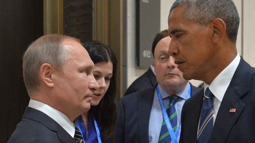 Russian President Vladimir Putin (L) meeting his US counterpart Barack Obama on the sidelines of the G20 Leaders Summit in Hangzhou. 30 December