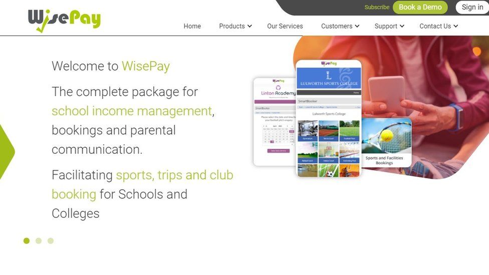 A screenshot showing the Wisepay website