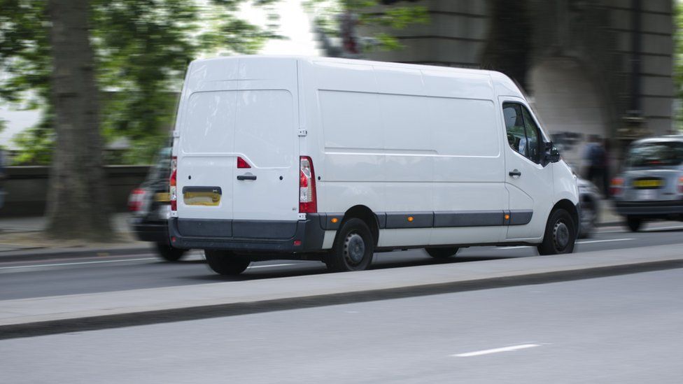 White van on London road