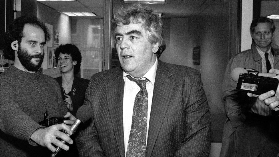Jimmy Breslin of the New York Daily News, speaks to reporters after winning the Pulitzer Prize for commentary