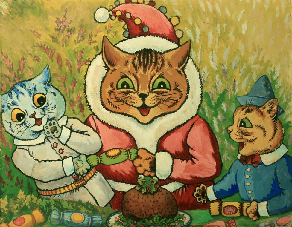 A Kittens Christmas Party by Louis Wain: Fine art print